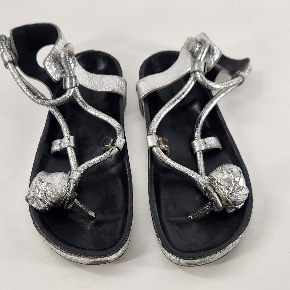 Isabel Marant Either Metallic Leather Sandals Tulip Bow Gladiator Womens Size 36 - Picture 9 of 15